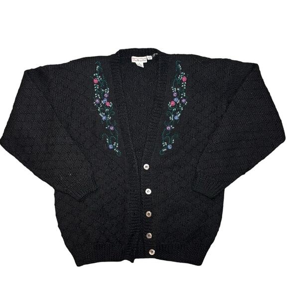 Talbots Sweaters - Talbots 100% Wool Hand Knit V Neck Cardigan Sweater Size Medium